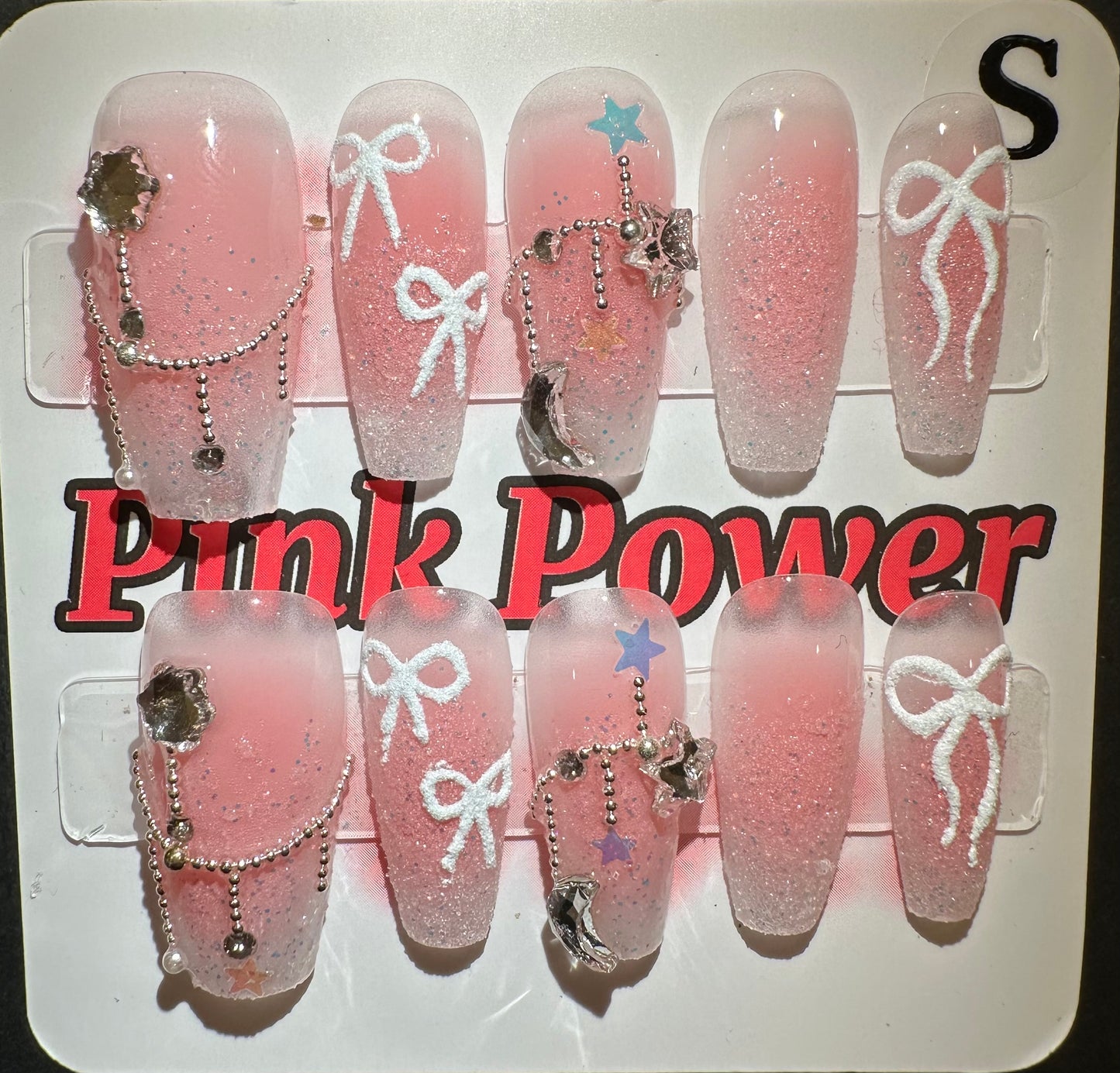 Pink Power Press on Nails- Pink Sparkle Ribbon