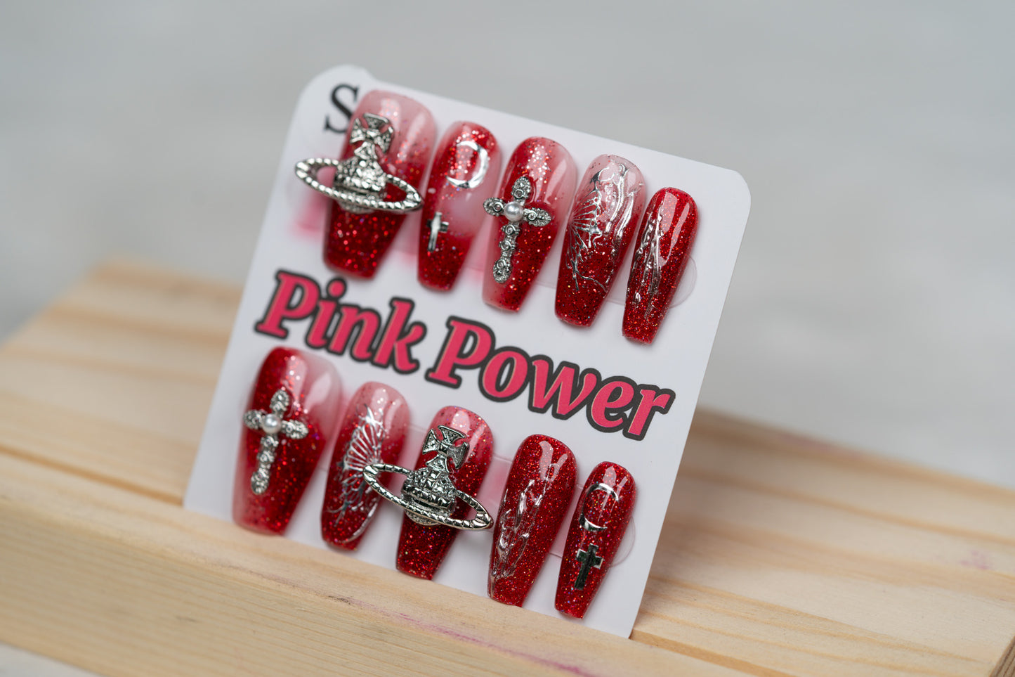 Pink Power Press on Nails- Red Queen