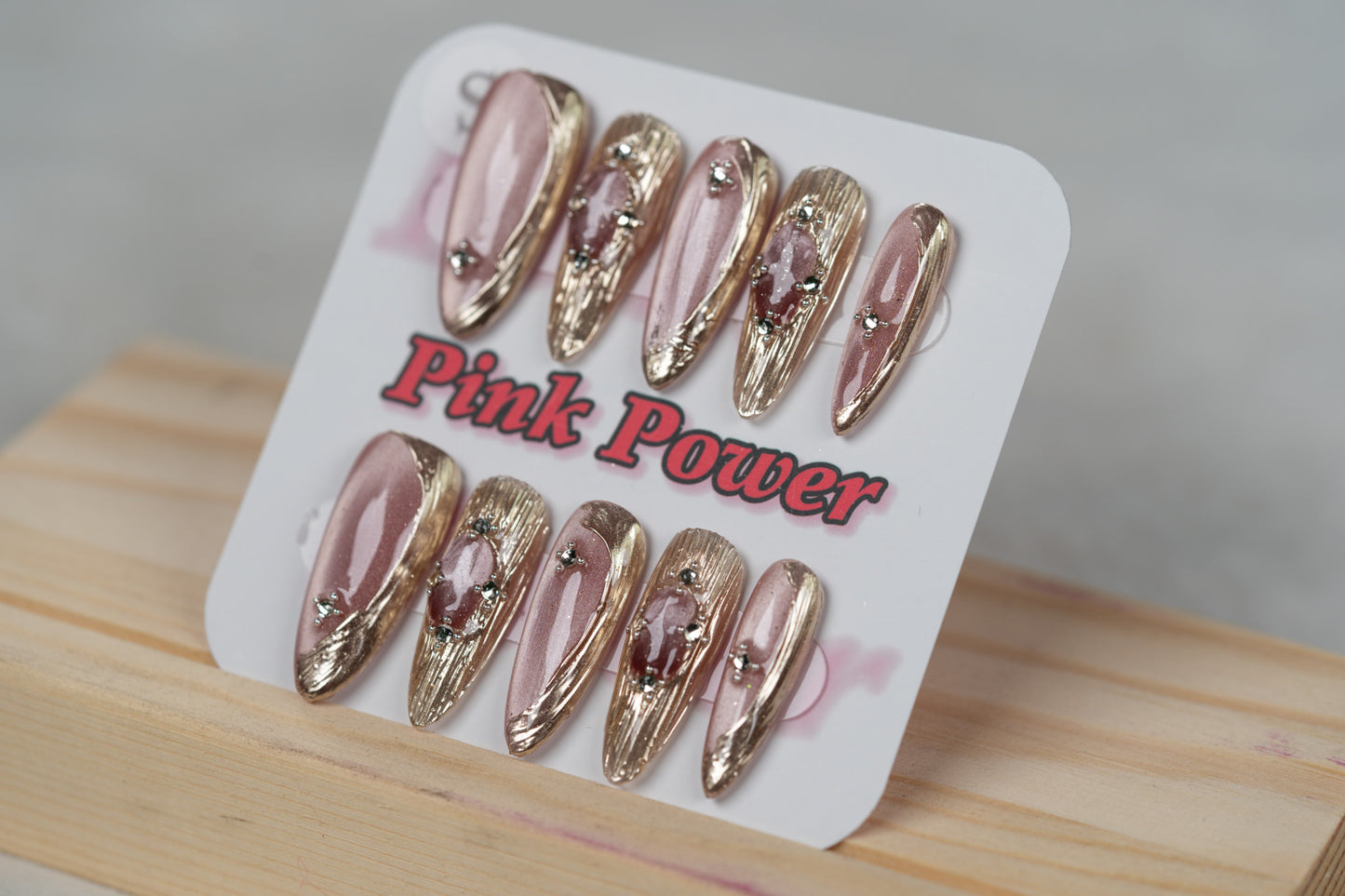 Pink Power Press on Nails- Nude Princess Eye