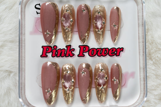 Pink Power Press on Nails- Nude Princess Eye
